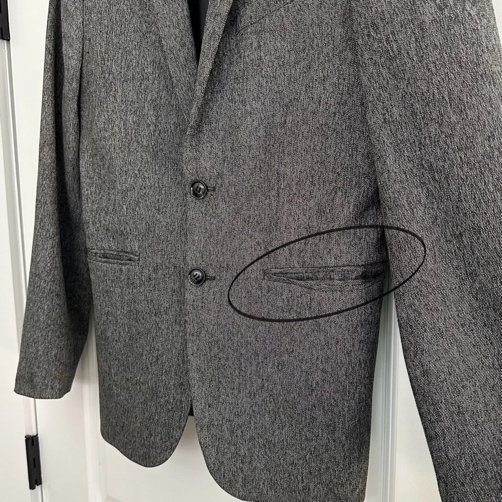 Slim Fit Charcoal Grey & Black Blazer Jacket With Elbow Patches - Fall / Office